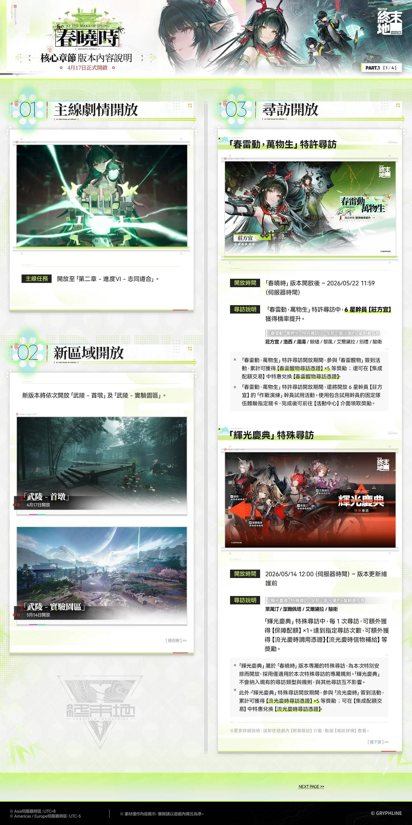 《明日方舟：终末地》「春晓时」重要章节版本开发组通讯